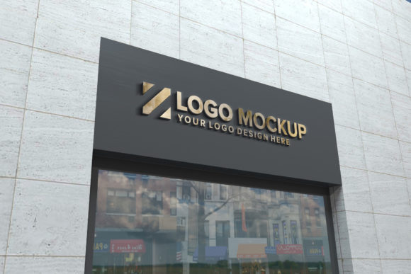 Download Golden Logo Mockup 3D Sign Façade - Golden logo mockup Collection